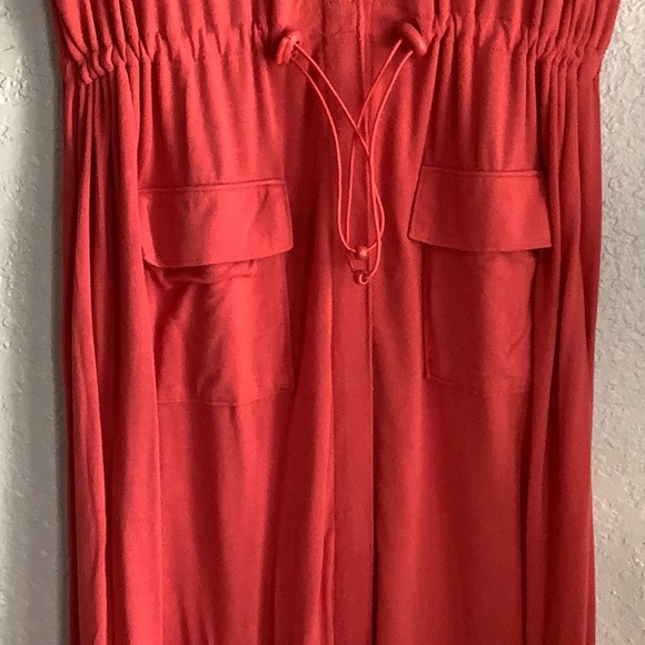 Alfani Orange Red Buttoned Dress V-Neck Dolman Sleeves - Picture 3 of 7